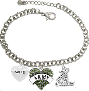 Army Wife, I Love My Soldier, Adjustable Hypoallergenic, Safe-Nickel, Lead, Cadmium Free