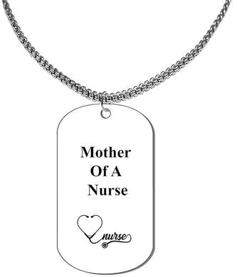 Motherr Of A Nurse Dog Tag On A Adjustable Beautiful Silvertone Box Chain Necklace. 18 To 21 Inches. What A Great Gift For Yourself, Or Somebody Special. As A Gift No Worry About What Size They Wear