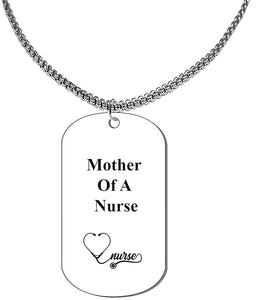 Motherr Of A Nurse Dog Tag On A Adjustable Beautiful Silvertone Box Chain Necklace. 18 To 21 Inches. What A Great Gift For Yourself, Or Somebody Special. As A Gift No Worry About What Size They Wear