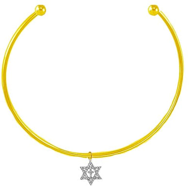 Messianic, New Exciting Style, Completely Covered In Austrian Cut Crystal Star Of David And Cross, Adjustable 14KT Goldtone Choker Necklace, What A Wonderful Gift For Yourself, Or Someone Special
