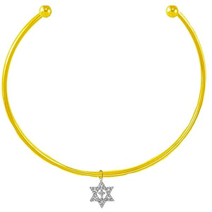 Messianic, New Exciting Style, Completely Covered In Austrian Cut Crystal Star Of David And Cross, Adjustable 14KT Goldtone Choker Necklace, What A Wonderful Gift For Yourself, Or Someone Special