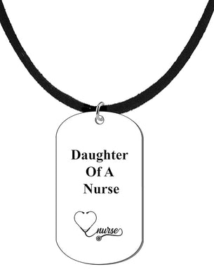 Daughter Of A Nurse On A Adjustable Genuine Black Suede Necklace. 18 To 21 Inches. What A Great Gift For Yourself, Or Somebody Special.As A Gift No Worry About What Size They Wear.