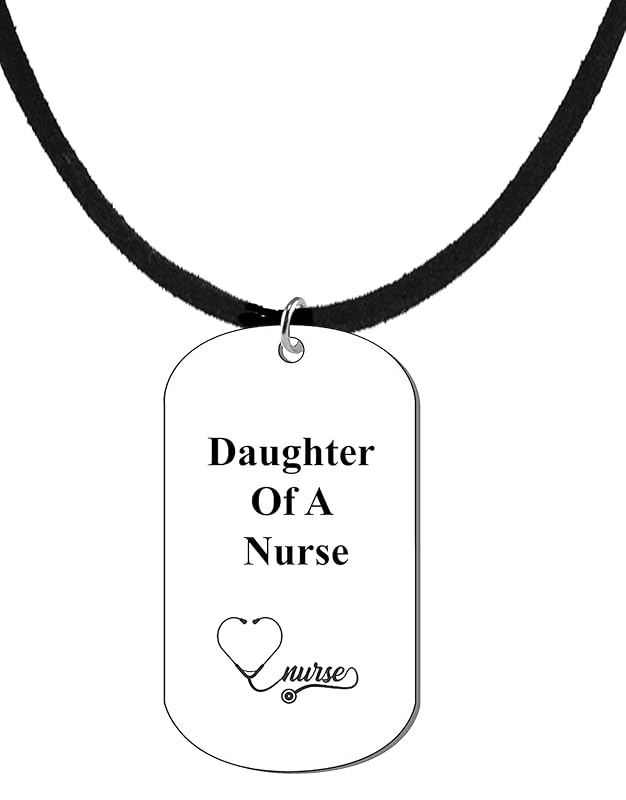 Daughter Of A Nurse On A Adjustable Genuine Black Suede Necklace. 18 To 21 Inches. What A Great Gift For Yourself, Or Somebody Special.As A Gift No Worry About What Size They Wear.