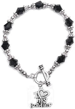Army, I Love My Soldier, Black Crystal Bracelet Hypoallergenic, Safe-Nickel, Lead, Cadmium Free