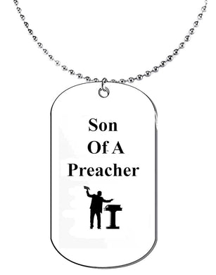 Son Of A Preacher, Dog Tag On A Ball Chain Necklace. 18 Inches. What A Great Gift For Yourself, Or Somebody Special. As A Gift No Worry About What Size They Wear. It Is Adjustable.Can be Made Smaller