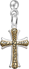 Cross Two Tone Matt Gold Ikarian Pattern, Post Earrings Hypoallergenic, Safe-Nickel, Lead, And Cadmium Free