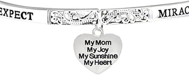 Expect Miracles, My Mom, My Joy, The Original Hypoallergenic, Safe-Nickel, Lead, Cadmium Free, Adjustable Stretch Bracelet