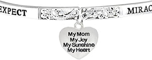Expect Miracles, My Mom, My Joy, The Original Hypoallergenic, Safe-Nickel, Lead, Cadmium Free, Adjustable Stretch Bracelet