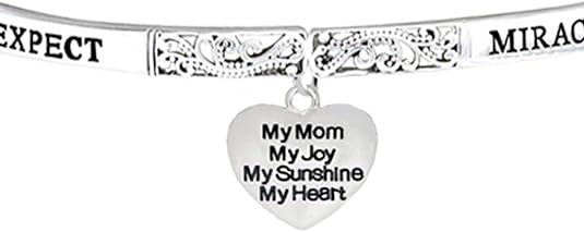 Expect Miracles, My Mom, My Joy, The Original Hypoallergenic, Safe-Nickel, Lead, Cadmium Free, Adjustable Stretch Bracelet