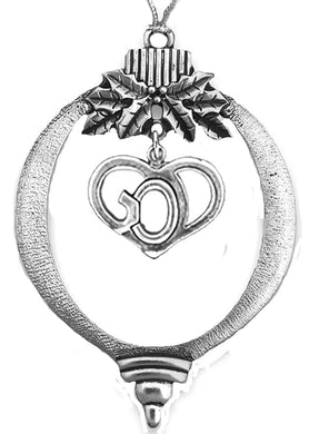 Christmas Ornament, Silvertone Ornament With A Silvertone 