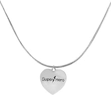 Super Hero Heart Charm On A Adjustable Snake Chain Necklace, Hypoallergenic Safe- No Nickel. Lead, Or Poisonous Cadmium