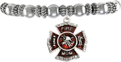 Firefighter's Mom Stretch Bracelet Hypoallergenic Safe-Nickel, Lead & Cadmium Free!