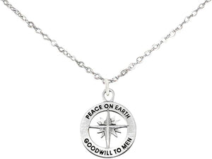 Christmas, Exclusive, Peace On Earth, Good Will... Hypoallergenic Adjustable Necklace, Safe-Nickel, Lead, Cadmium Free