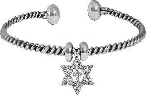 Messianic Christian Austrian Crystal Star Of David,On A Silvertone Antique Twisted Bracelet. If you do not believe that this jewelry is beautiful when you receive it,simply return it for a full refund
