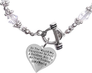 Army, Enlisted Daughter, My Daughter, She is My World, Necklace, Adjustable Hypoallergenic, Safe-Nickel, Lead, Cadmium Free
