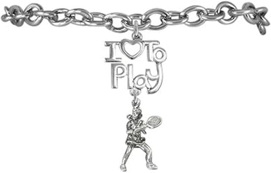 I Love To Play Tennis Hypoallergenic Bracelet, Safe-Nickel Free!