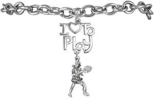 I Love To Play Tennis Hypoallergenic Bracelet, Safe-Nickel Free!