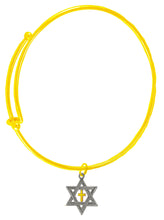 Messianic, Christian, Jewish Antique Silvertone Star Of David And Polished, 14KT Goldtone Cross On A Adjustable Silvertone Miracle Wire Bracelet, Will Fit Everyone, Gift Ready, Comes In A Black Velvet Bag. Hypoallergenic-Safe