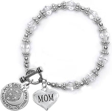 Mom, I Love You to The Moon and Back Clear Crystal Charm Bracelet, Hypoallergenic, Safe, Nickel, Lead & Cadmium Free.