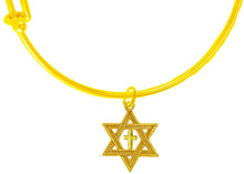 Messianic, Christian, Jewish Antique 14KT Goldtone Star Of David And Polished 14KT Goldtone Cross On A Adjustable Goldtone Miracle Wire Bracelet, Will Fit Everyone, Gift Ready, Comes In A Black Velvet Bag. Hypoallergenic-Safe