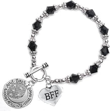 BFF I Love You To The Moon And Back Jet Crystal Charm Bracelet, Hypoallergenic, Safe, Nickel, Lead & Cadmium Free.