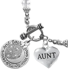 Aunt I Love You to The Moon and Back Clear Crystal Charm Bracelet, Hypoallergenic, Safe, Nickel, Lead & Cadmium Free.