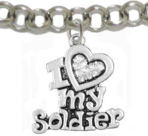 Army, I Love My Soldier, Adjustable Chain Bracelet Hypoallergenic, Safe-Nickel, Lead, Cadmium Free