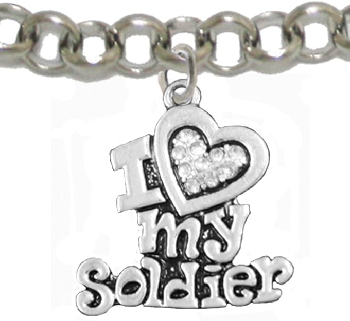Army, I Love My Soldier, Adjustable Chain Bracelet Hypoallergenic, Safe-Nickel, Lead, Cadmium Free