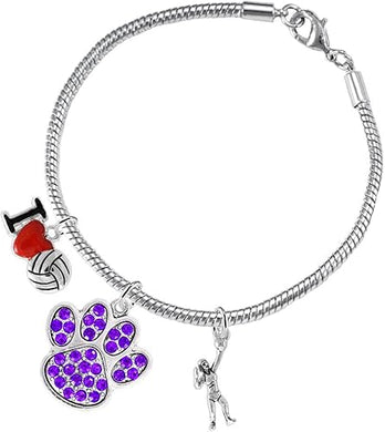 Purple Crystal Paw Volleyball, Adjustable, Safe-Hypoallergenic, Nickel, Lead Free