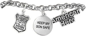 Policeman Keep My Son Safe Policeman's Mother Hypoallergenic Adjustable Bracelet Nickle, Lead Free