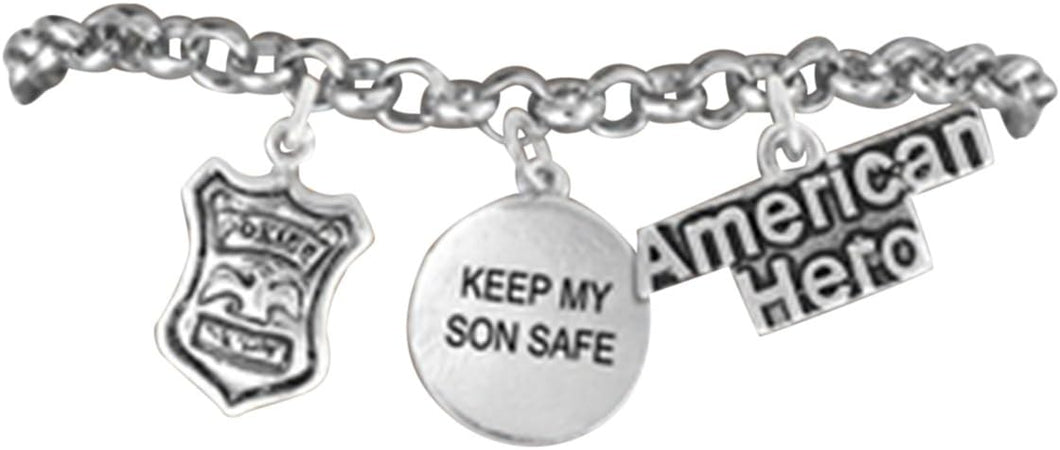 Policeman Keep My Husband Safe Policeman's Wife Hypoallergenic Adjustable Bracelet Nickle, Lead Free