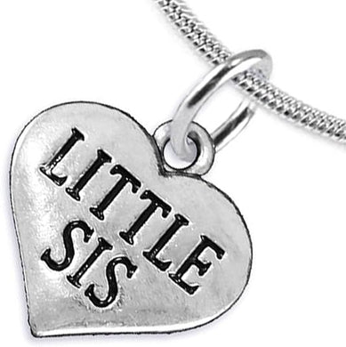 Little Sis Heart Charm Necklace Hypoallergenic, Adjustable, Safe, Nickel, Lead & Cadmium Free!
