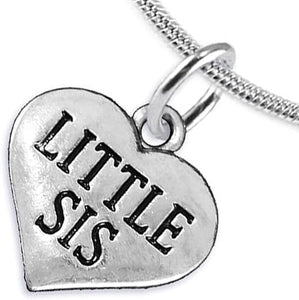 Little Sis Heart Charm Necklace Hypoallergenic, Adjustable, Safe, Nickel, Lead & Cadmium Free!