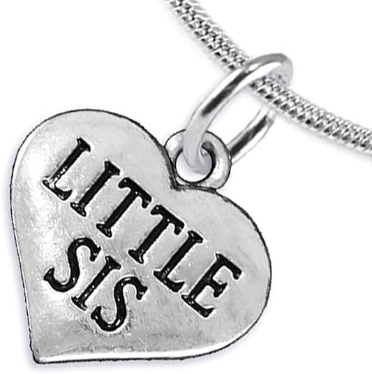 Little Sis Heart Charm Necklace Hypoallergenic, Adjustable, Safe, Nickel, Lead & Cadmium Free!