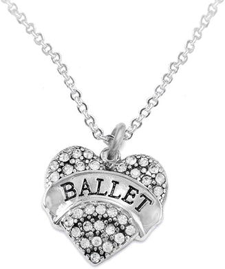 Ballet Crystal Heart Hypoallergenic Necklace. Nickle and Lead Free!
