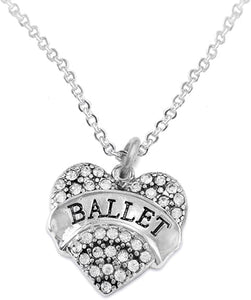 Ballet Crystal Heart Hypoallergenic Necklace. Nickle and Lead Free!