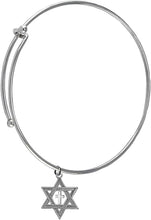 Messianic, Christian, Jewish Antique Silvertone Star Of David, Polished Cross, Adjustable Miracle Wire Bracelet, Will Fit Everyone, Hypoallergenic-Safe, No Nickel, Lead, Cadmium In The Metal