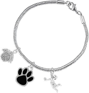 Black Paw Volleyball, Adjustable, Safe-Hypoallergenic, Nickel, Lead and Cadmium Free