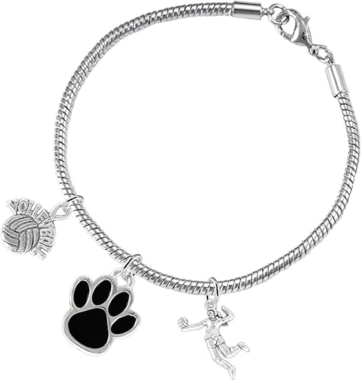 Black Paw Volleyball, Adjustable, Safe-Hypoallergenic, Nickel, Lead and Cadmium Free