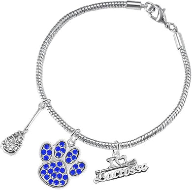 Lacrosse Jewelry, Blue Crystal Paw Jewelry, Hypoallergenic Safe-Nickel, Lead and Cadmium Free!