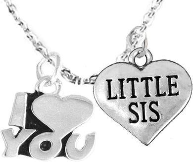 Little Sis I Love You Wheat Chain Bracelet, Hypoallergenic, Safe-Nickel, Lead, Cadmium Free