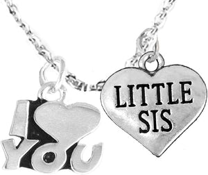 Little Sis I Love You Wheat Chain Bracelet, Hypoallergenic, Safe-Nickel, Lead, Cadmium Free
