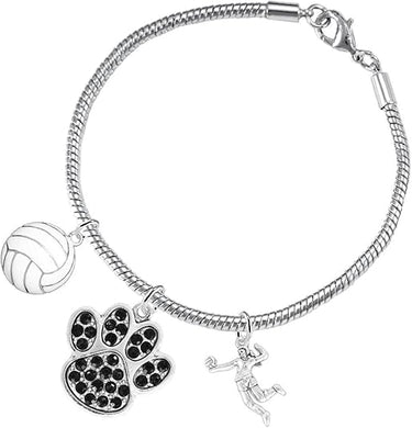 Black Crystal Paw Volleyball, Adjustable, Safe-Hypoallergenic, Nickel, Lead Free