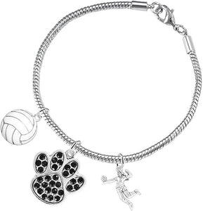 Black Crystal Paw Volleyball, Adjustable, Safe-Hypoallergenic, Nickel, Lead Free