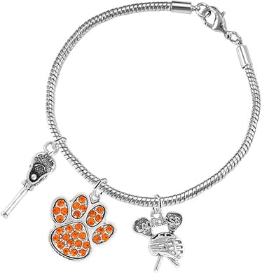 Lacrosse Jewelry, Orange Crystal Paw Jewelry, Hypoallergenic Safe-Nickel, Lead and Cadmium Free!