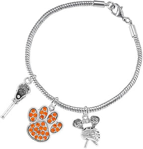 Lacrosse Jewelry, Orange Crystal Paw Jewelry, Hypoallergenic Safe-Nickel, Lead and Cadmium Free!