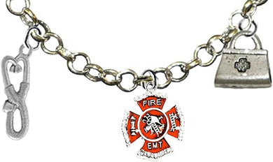 Firefighter EMT, Adjustable Charm Necklace, Hypoallergenic, Safe-Nickel, Lead, Free