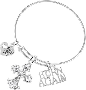 Christian 3 Charm Adjustable Bracelet Hypoallergenic, Safe-Nickel, Lead, Free