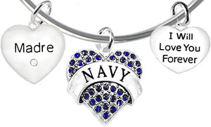 Madre, I Will Love You Forever, Navy Hypoallergenic, Safe-Nickel Free, No Poisonous Lead Or Cadmium