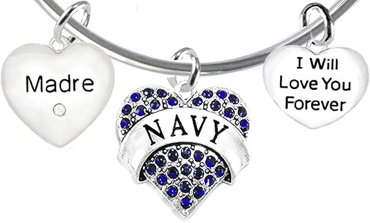 Madre, I Will Love You Forever, Navy Hypoallergenic, Safe-Nickel Free, No Poisonous Lead Or Cadmium